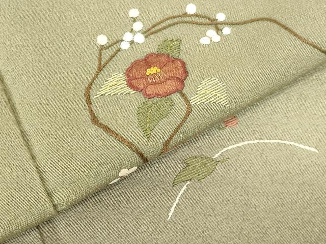 平和屋着物●訪問着　総刺繍　花籠文　暈し染め　金糸　正絹　逸品　DABI5595op
