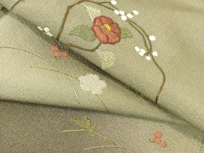 平和屋着物●訪問着　総刺繍　花籠文　暈し染め　金糸　正絹　逸品　DABI5595op