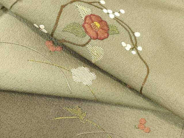 平和屋着物●訪問着　総刺繍　花籠文　暈し染め　金糸　正絹　逸品　DABI5595op