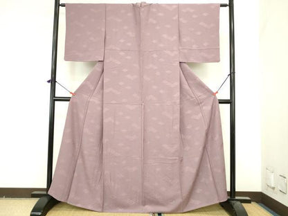 平和屋着物●上質な色無地　花菱地紋　濃い浅紫色　高島屋扱い　正絹　逸品　DABI5603op
