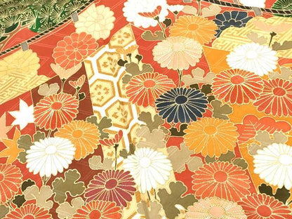 平和屋着物●豪華振袖　駒刺繍　流水花松文　暈し染め　金彩　正絹　逸品　DABI5605op