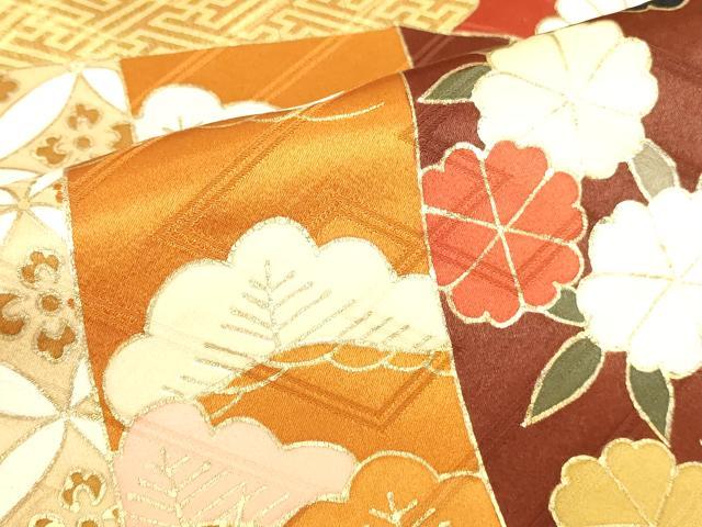平和屋着物●豪華振袖　駒刺繍　流水花松文　暈し染め　金彩　正絹　逸品　DABI5605op