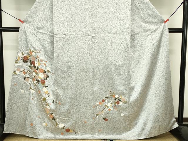 平和屋着物●訪問着　草花　たたき染め　金彩　正絹　逸品　DABI5608op