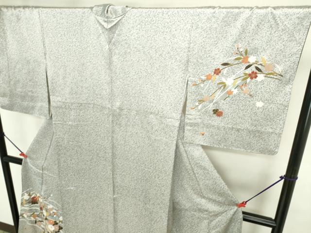平和屋着物●訪問着　草花　たたき染め　金彩　正絹　逸品　DABI5608op