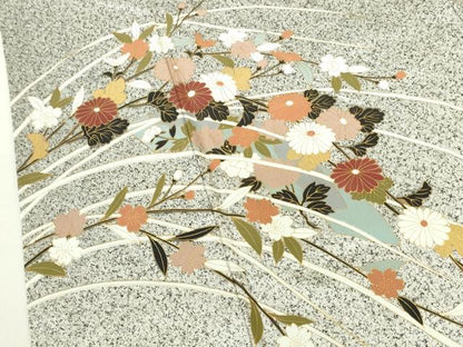 平和屋着物●訪問着　草花　たたき染め　金彩　正絹　逸品　DABI5608op