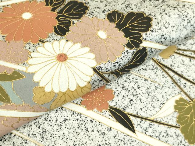 平和屋着物●訪問着　草花　たたき染め　金彩　正絹　逸品　DABI5608op