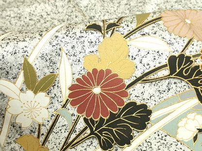 平和屋着物●訪問着　草花　たたき染め　金彩　正絹　逸品　DABI5608op