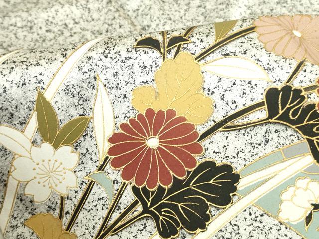 平和屋着物●訪問着　草花　たたき染め　金彩　正絹　逸品　DABI5608op
