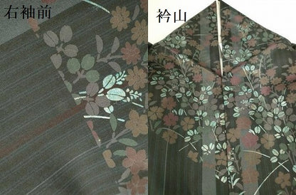 平和屋着物●本場縞大島紬　訪問着　草花　正絹　逸品　DABI5612op