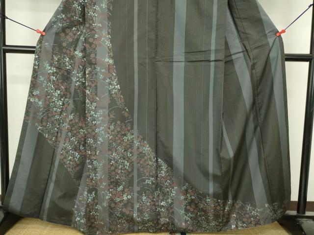 平和屋着物●本場縞大島紬　訪問着　草花　正絹　逸品　DABI5612op