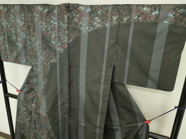 平和屋着物●本場縞大島紬　訪問着　草花　正絹　逸品　DABI5612op