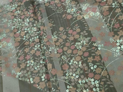 平和屋着物●本場縞大島紬　訪問着　草花　正絹　逸品　DABI5612op