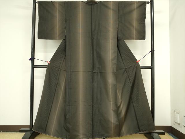 平和屋着物●本場縞大島紬　縞　正絹　逸品　DABI5613op