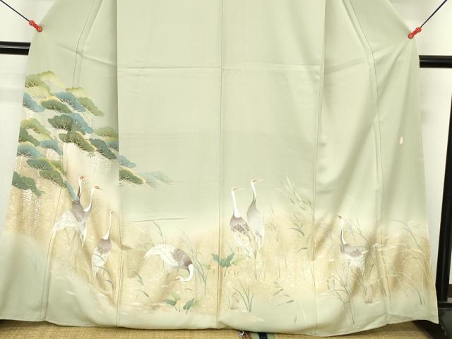 平和屋着物●訪問着　作家物　鶴　枝松　暈し染め　金糸　正絹　逸品　未使用　DABI5616op