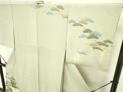 平和屋着物●訪問着　作家物　鶴　枝松　暈し染め　金糸　正絹　逸品　未使用　DABI5616op