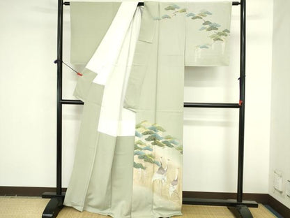 平和屋着物●訪問着　作家物　鶴　枝松　暈し染め　金糸　正絹　逸品　未使用　DABI5616op