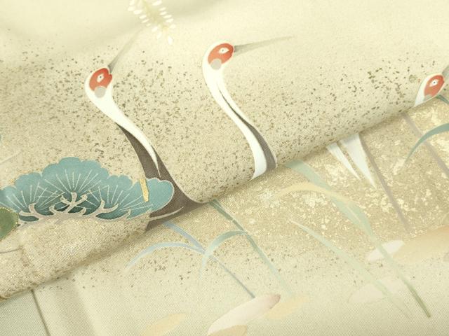 平和屋着物●訪問着　作家物　鶴　枝松　暈し染め　金糸　正絹　逸品　未使用　DABI5616op