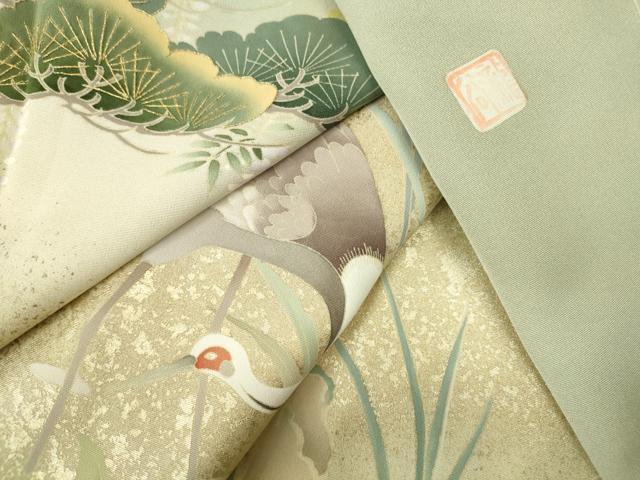 平和屋着物●訪問着　作家物　鶴　枝松　暈し染め　金糸　正絹　逸品　未使用　DABI5616op
