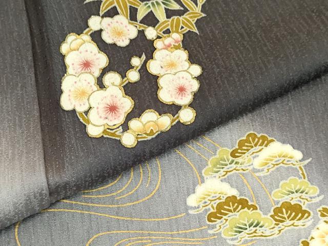 平和屋着物●訪問着　花丸文　松竹梅　暈し染め　金彩　正絹　逸品　DABI5618op