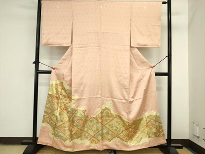 平和屋着物●豪華色留袖　駒刺繍　鳳凰花菱文　金彩　正絹　逸品　DABI5619op