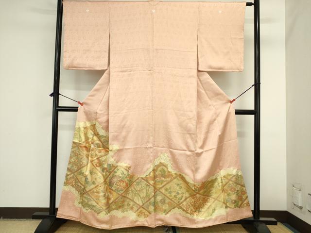 平和屋着物●豪華色留袖　駒刺繍　鳳凰花菱文　金彩　正絹　逸品　DABI5619op