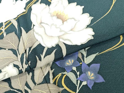 平和屋着物●伝統工芸士　森勇雄　訪問着　流水花文　ロング丈　正絹　逸品　DABI5621op