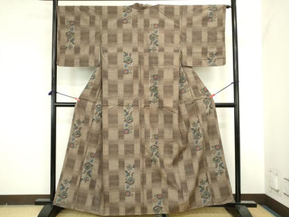 平和屋着物●小千谷紬　更紗花文　正絹　逸品　未使用　DABI5624op