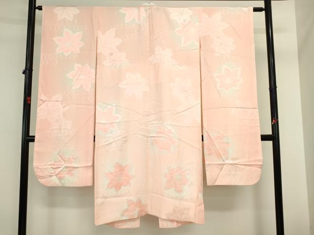 平和屋着物●振袖用長襦袢　袷　流水楓地紋　暈し染め　半衿刺繍　正絹　逸品　DABI5628op