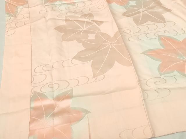 平和屋着物●振袖用長襦袢　袷　流水楓地紋　暈し染め　半衿刺繍　正絹　逸品　DABI5628op