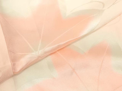 平和屋着物●振袖用長襦袢　袷　流水楓地紋　暈し染め　半衿刺繍　正絹　逸品　DABI5628op