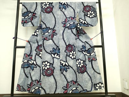 平和屋着物∴夏物　浴衣　有松鳴海絞り　舞花　綿　逸品　DABI5631op