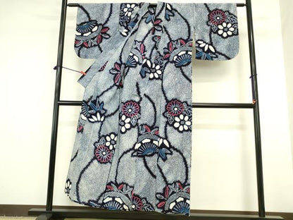 平和屋着物∴夏物　浴衣　有松鳴海絞り　舞花　綿　逸品　DABI5631op