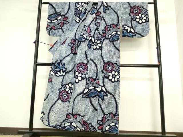 平和屋着物∴夏物　浴衣　有松鳴海絞り　舞花　綿　逸品　DABI5631op