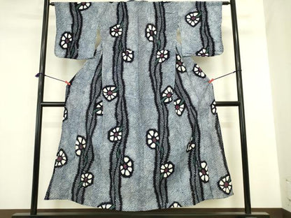 平和屋着物∴夏物　浴衣　有松鳴海絞り　舞花　綿　逸品　DABI5633op