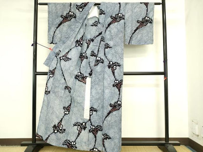 平和屋着物∴夏物　浴衣　有松鳴海絞り　草花文　綿　逸品　DABI5636op