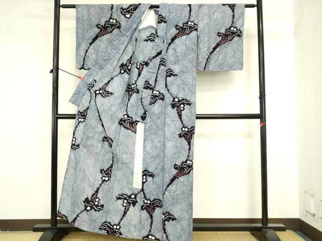 平和屋着物∴夏物　浴衣　有松鳴海絞り　草花文　綿　逸品　DABI5636op