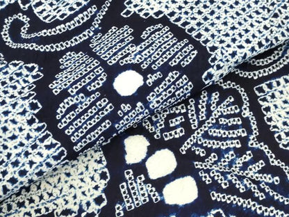 平和屋着物∴夏物　浴衣　有松鳴海絞り　舞花　綿　逸品　DABI5638op