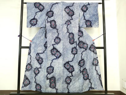 平和屋着物∴夏物　浴衣　有松鳴海絞り　枝花文　綿　逸品　DABI5639op
