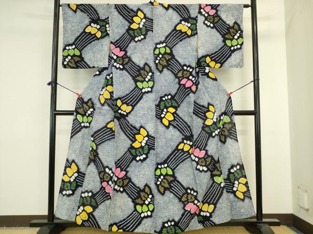 平和屋着物∴夏物　浴衣　有松鳴海絞り　桐　綿　逸品　DABI5641op