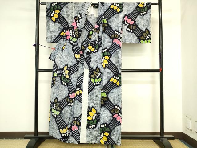 平和屋着物∴夏物　浴衣　有松鳴海絞り　桐　綿　逸品　DABI5641op