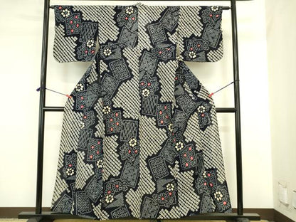 平和屋着物∴夏物　浴衣　有松鳴海絞り　色紙吉祥花文　綿　逸品　DABI5644op
