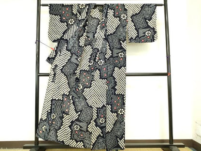 平和屋着物∴夏物　浴衣　有松鳴海絞り　色紙吉祥花文　綿　逸品　DABI5644op