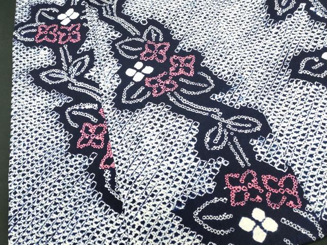 平和屋着物∴夏物　浴衣　有松鳴海絞り　草花文　綿　逸品　DABI5646op