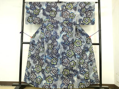 平和屋着物∴夏物　浴衣　有松鳴海絞り　花唐草文　綿　逸品　DABI5647op
