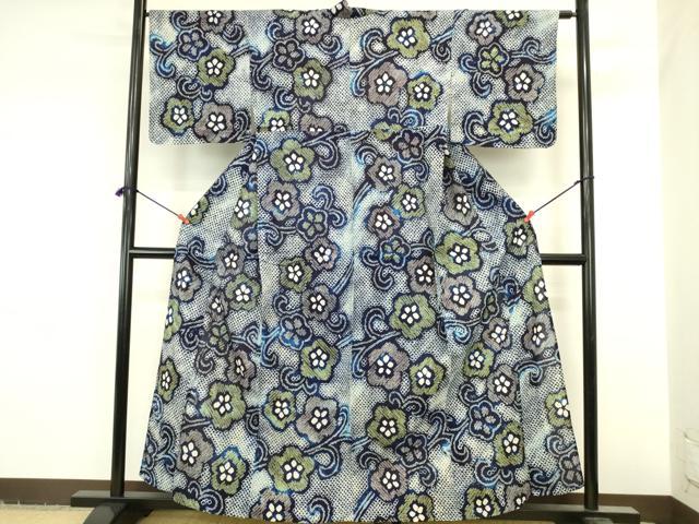 平和屋着物∴夏物　浴衣　有松鳴海絞り　花唐草文　綿　逸品　DABI5647op