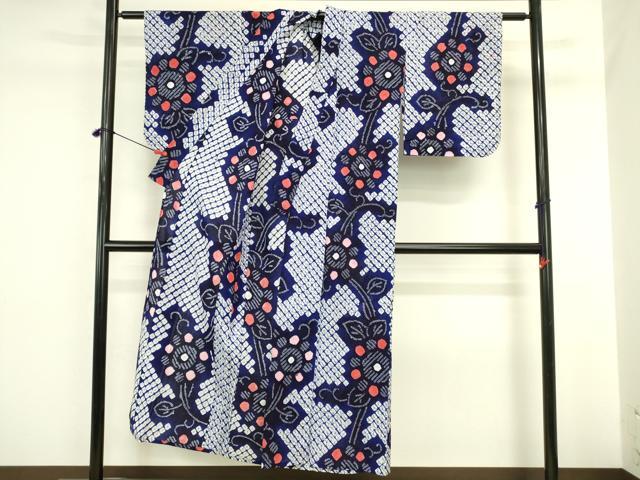 平和屋着物∴夏物　浴衣　有松鳴海絞り　花唐草文　綿　逸品　DABI5650op
