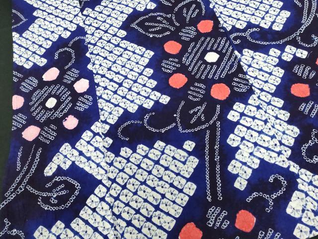 平和屋着物∴夏物　浴衣　有松鳴海絞り　花唐草文　綿　逸品　DABI5650op