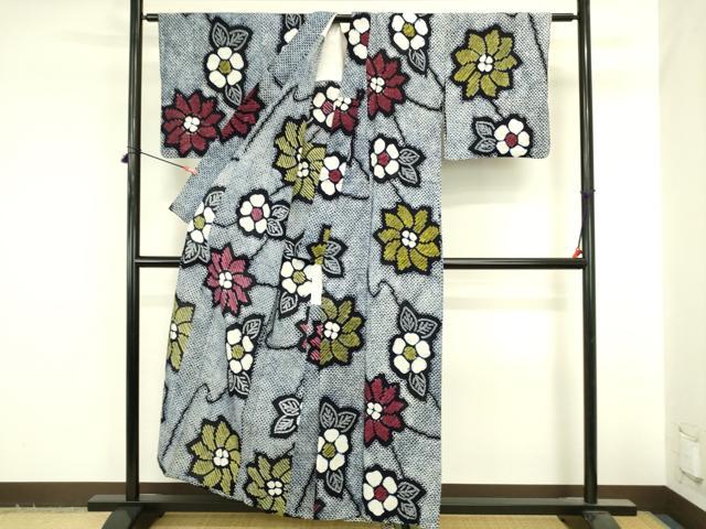 平和屋着物∴夏物　浴衣　有松鳴海絞り　舞花　綿　逸品　DABI5654op