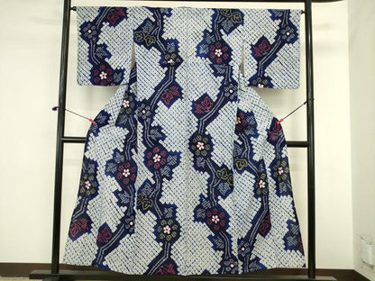 平和屋着物∴夏物　浴衣　有松鳴海絞り　舞花　綿　逸品　DABI5657op