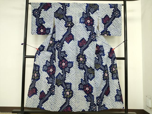 平和屋着物∴夏物　浴衣　有松鳴海絞り　舞花　綿　逸品　DABI5657op